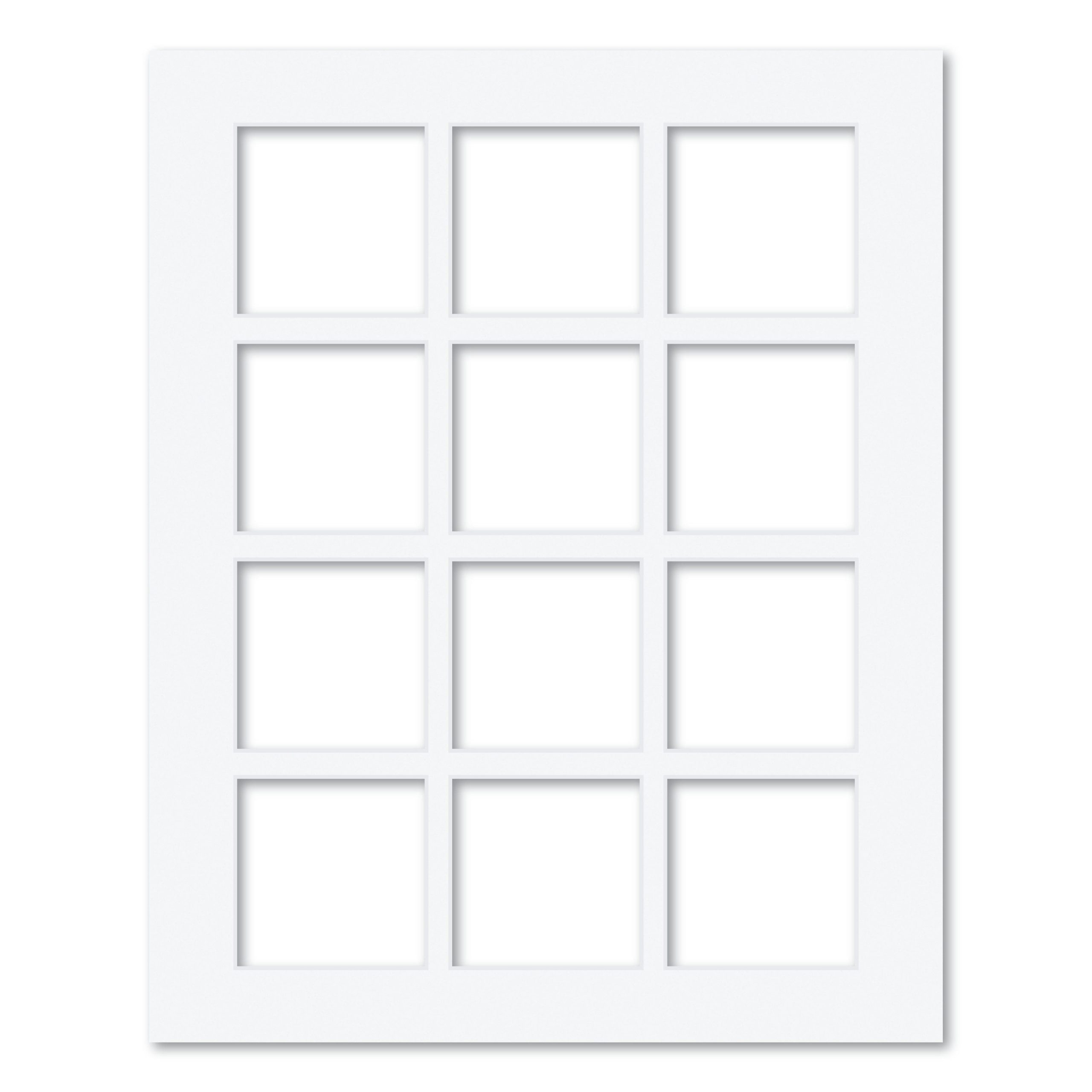 12 Window (4 x 4in) Collage Photo Mat Board