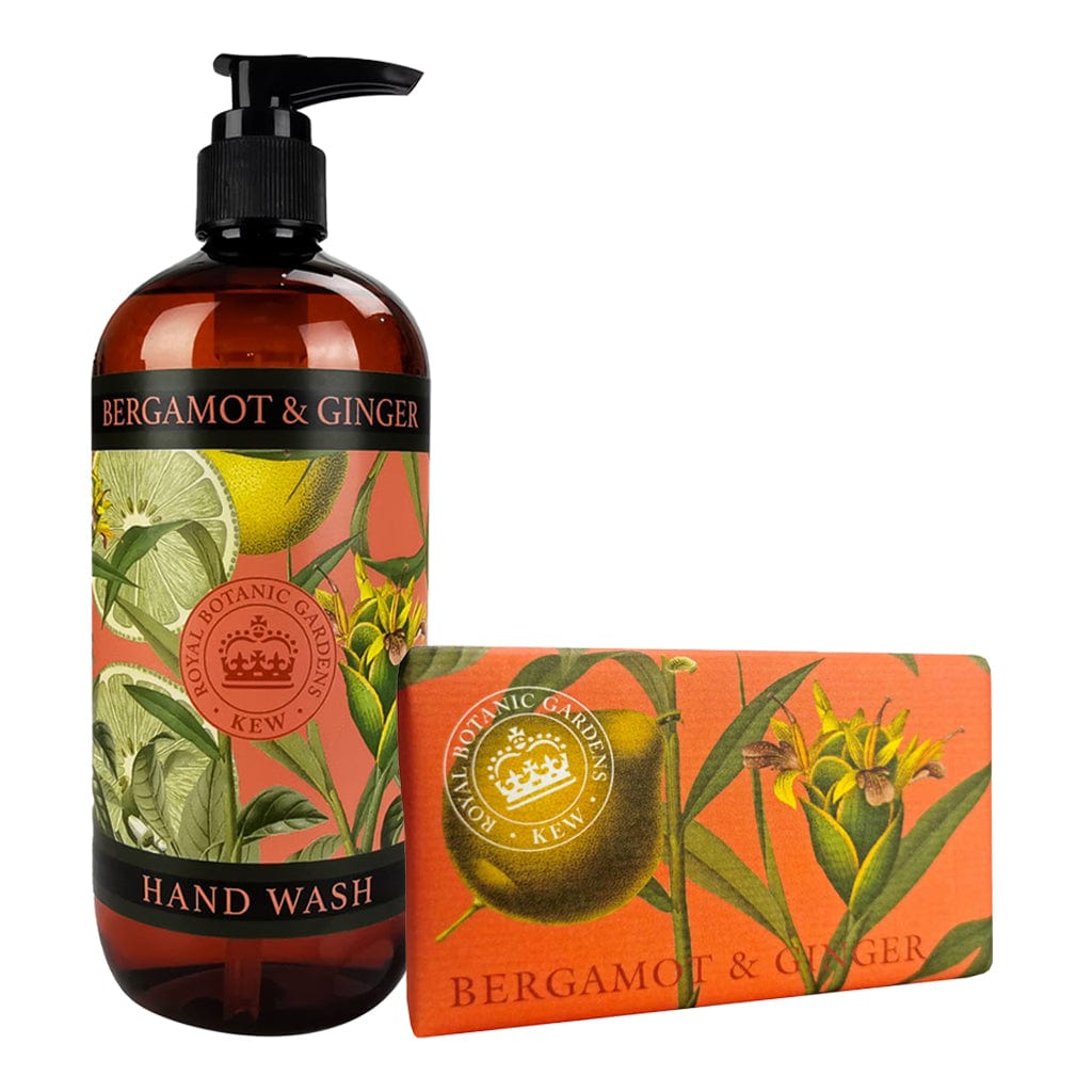 Bergamot & Ginger Hand Wash & Soap Bar Bundle - Royal Kew Gardens