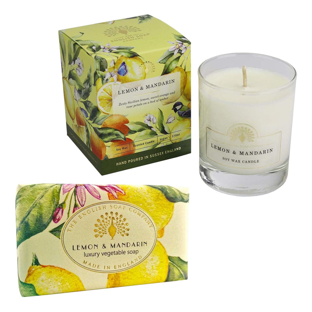 English Soap Company - Lemon & Mandarin Soap Bar & Candle Bundle