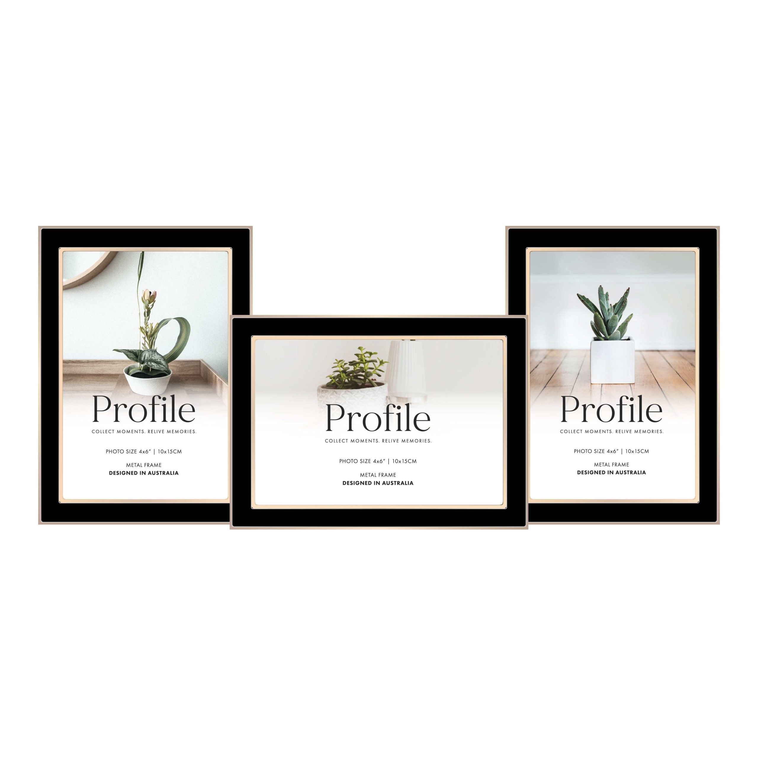 Eternal Black/Rose Gold Metal Collage Three Photo Frame