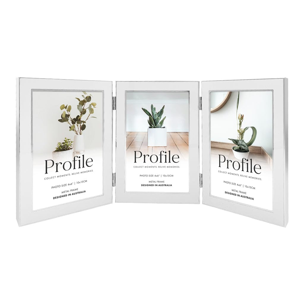 Eternal Hinged Triple White Metal Photo Frame - Image 2