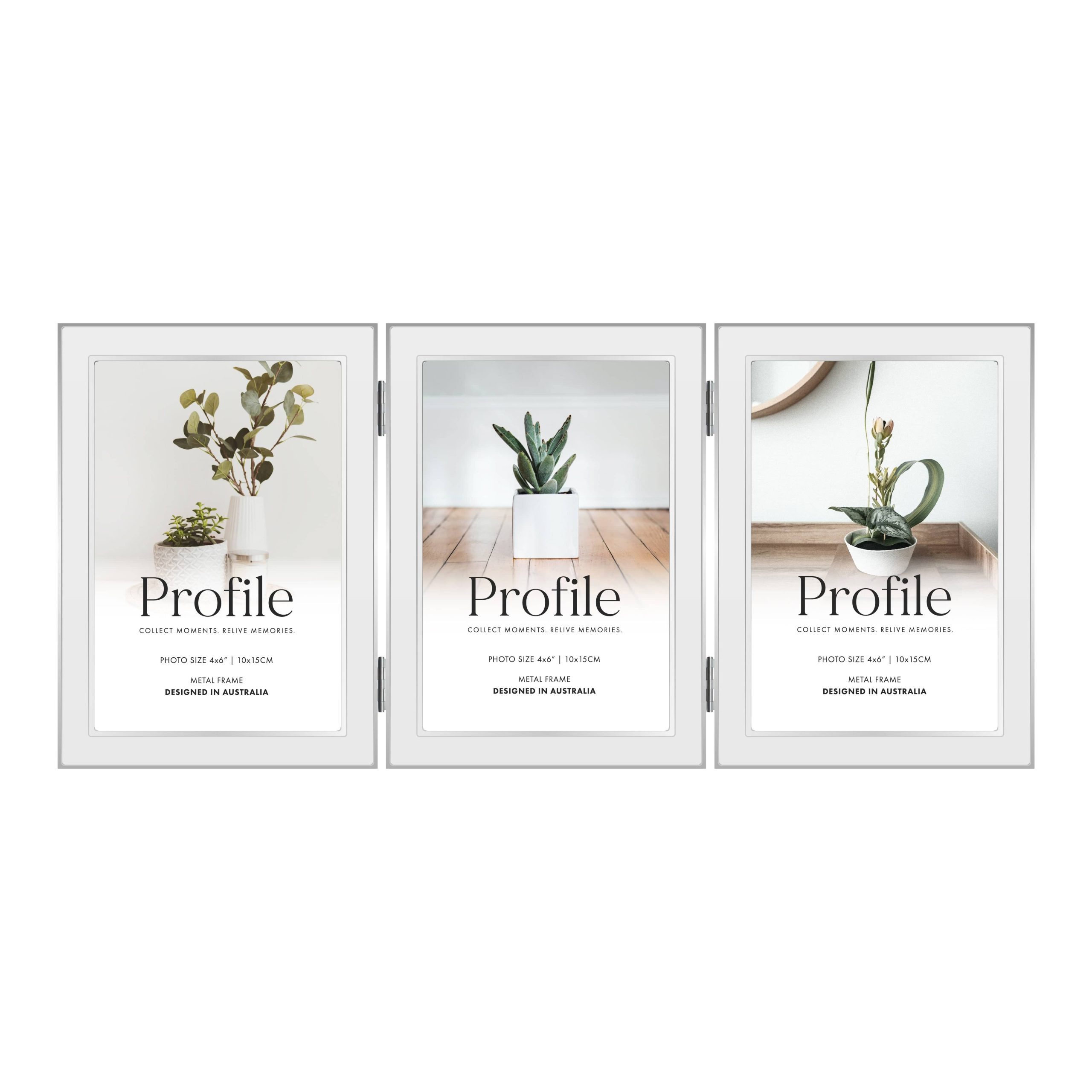 Eternal Hinged Triple White Metal Photo Frame