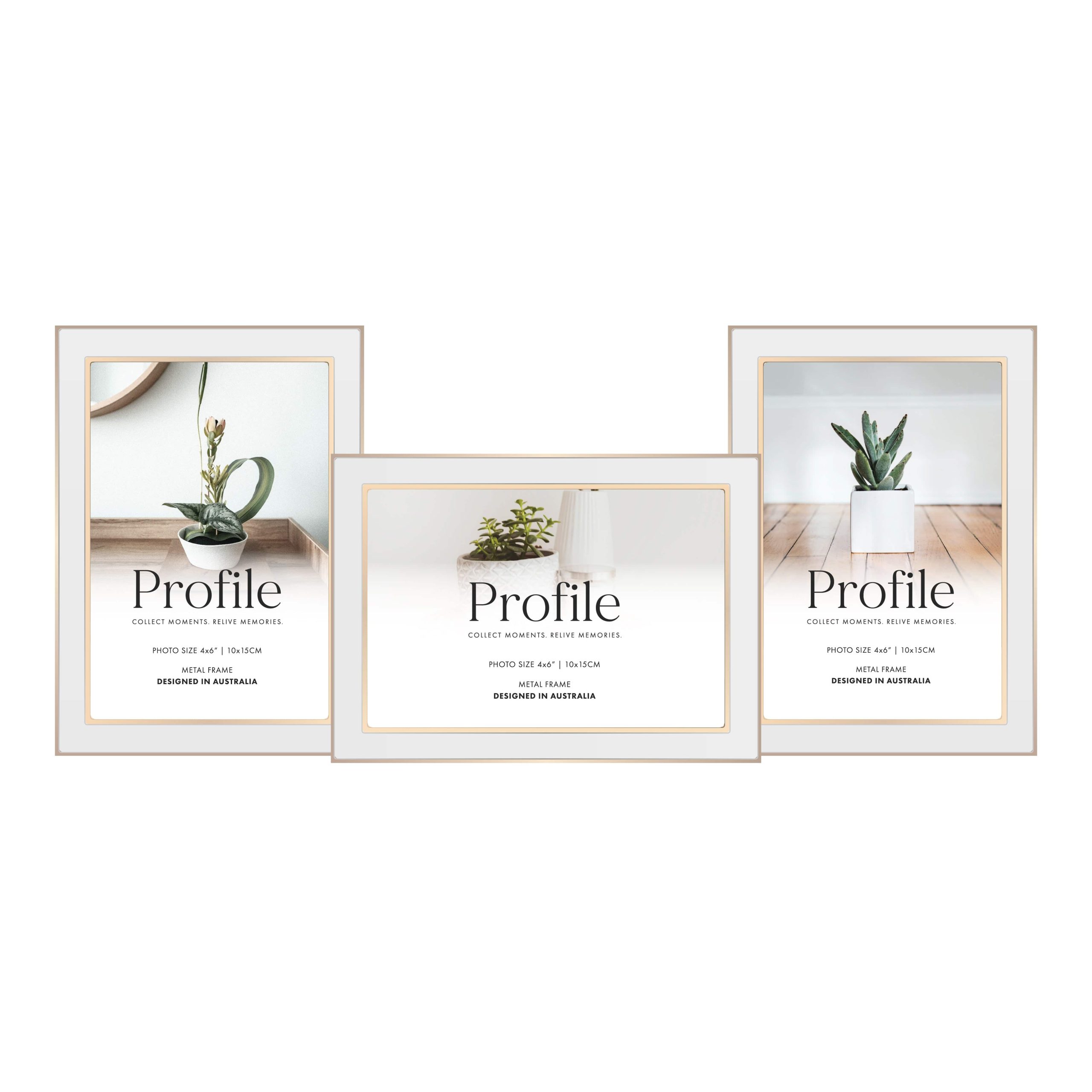 Eternal White/Rose Gold Metal Collage Three Photo Frame