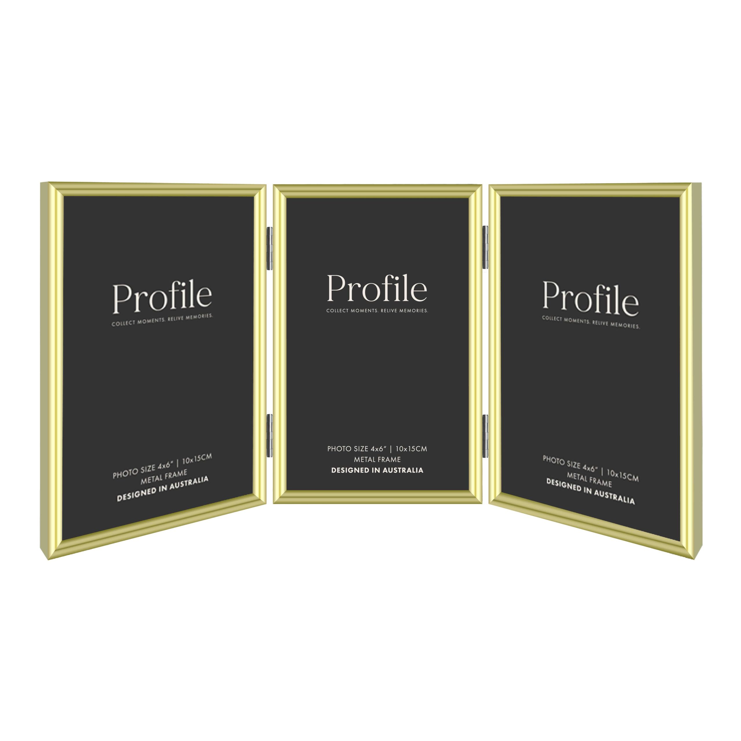 Habitat Gold Hinged Triple Metal Photo Frame - Image 2
