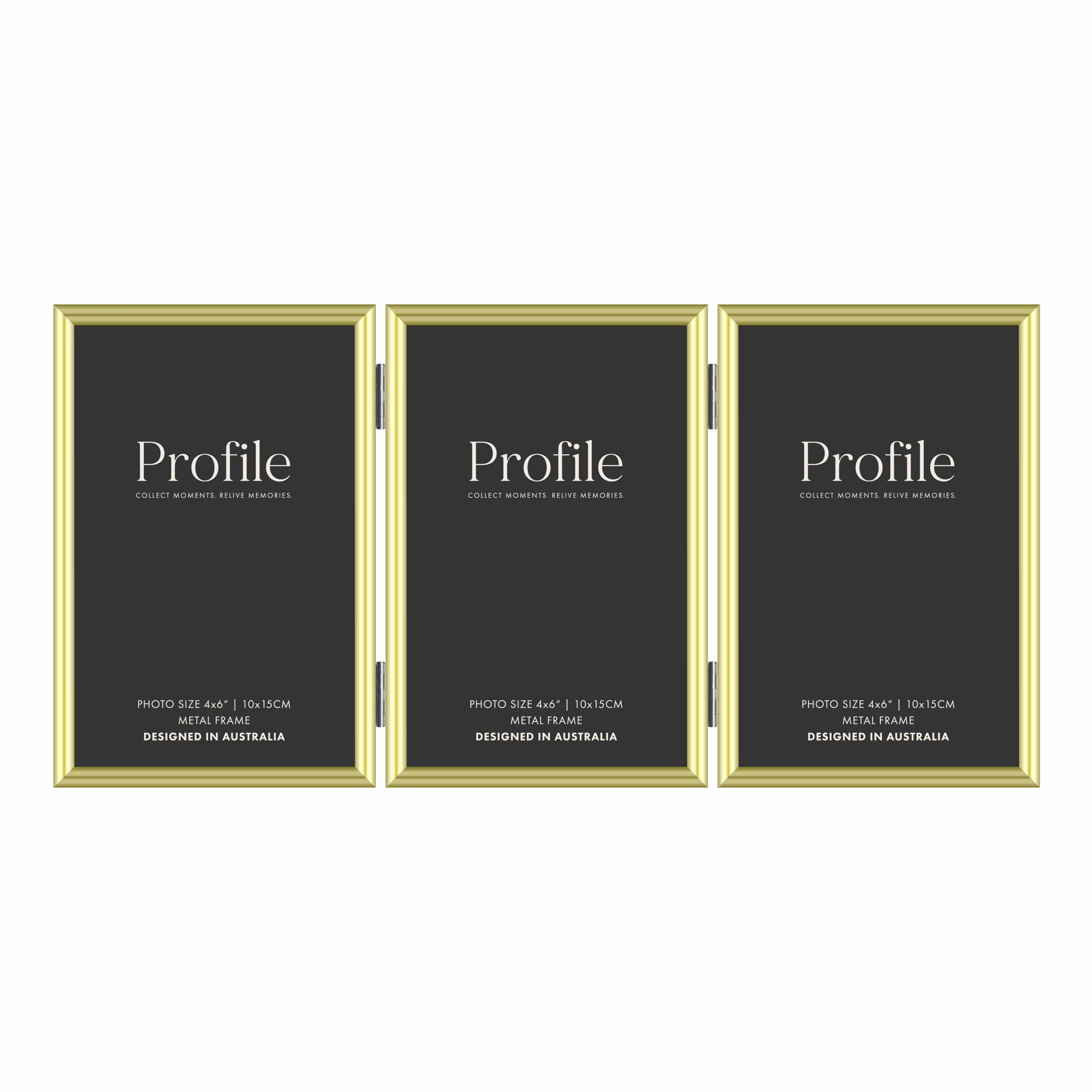 Habitat Gold Hinged Triple Metal Photo Frame