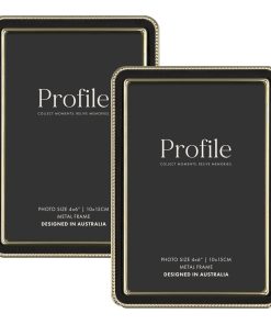 Heirloom Black-Gold Beaded Metal Photo Frame Bundle – 4x6in (2 Pack)