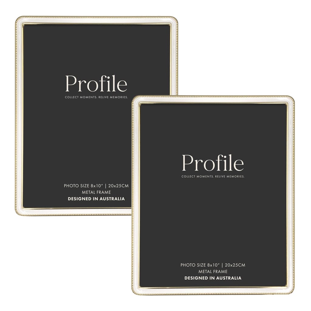 Heirloom White-Gold Beaded Metal Photo Frame Bundle – 8x10in (2 Pack)