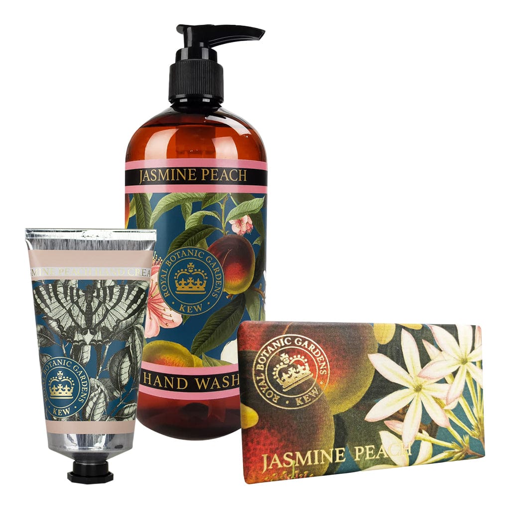 Jasmine & Peach Hand Cream, Soap & Wash Bundle - Royal Kew Gardens