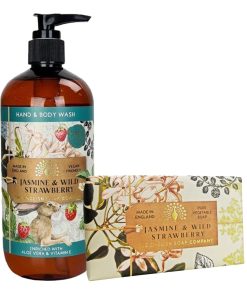 Jasmine & Strawberry Body Wash & Soap Bar Bundle - The English Soap Company