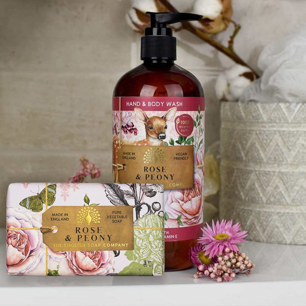 Rose & Peony Body Wash & Soap Bar Bundle - The English Soap Company - Image 2